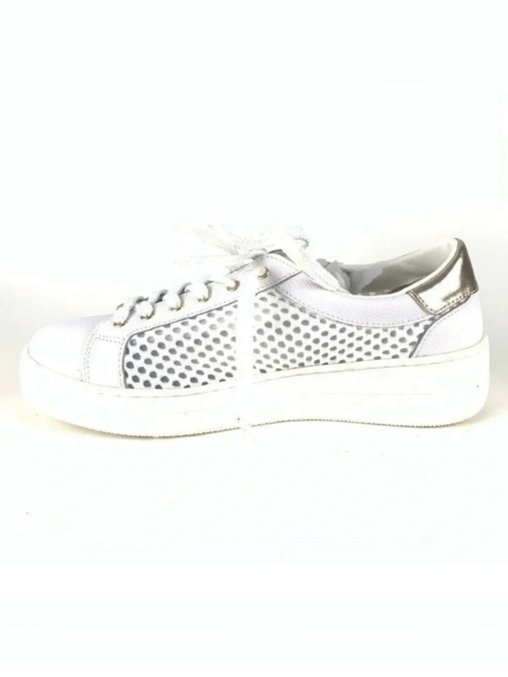 Steve Madden Natural Comfort Napa Leather & Mesh Lace-Up Sneaker NWOT Size 7W